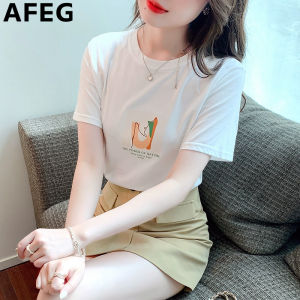 AFEG new Korean version of the round neck fashion casual loose all-match print short-sleeved T-shirt