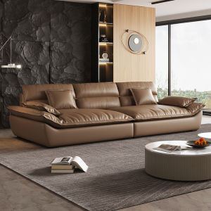 Wide Seat Deep Sofa Detachable Linear Layout Fabric