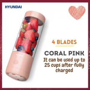 Hyundai Portable Fruit Juice Blender Baby Food Wireless Electric Juicer Smoothie Shake Travel Mixer Bugu | Pengisar Jus