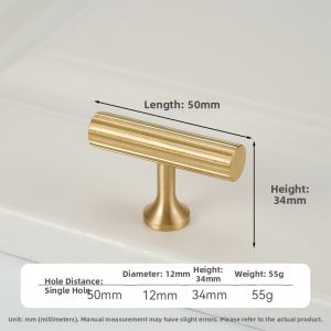 Solid Brass Handle with Grooves Mid-Century Modern