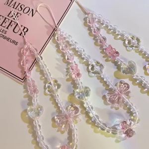 Created electrons Gantungan Hp Aesthetic Korea Fashion Transparan Love Heart Bow Bracelet Aksesoris Tali Ponsel Universal Kartun Gelang Beruang Lucu Rantai Gantungan Hp Manik Manik Gantungan Kunci Lanyard