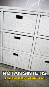 Rak Lemari Rotan Sintetis 9 Laci Bufet Buffet Meja TV Ruang Tamu Estetik Serbaguna Modern Minimalis