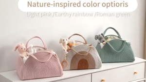 Large Cotton Rope Baby Diaper Caddy Organizer Shower Gift Newborn Essentials Nursery Portable Diaper Storage Basket for Moms Baby