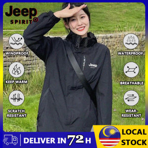 JEEP SPIRIT Large Size Windproof and Waterproof Hiking Jacket For Women In Black