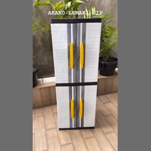 LEMARI PAKAIAN PLASTIK SUSUN 4 KUNCI BABY AKAKO LA2P WINDOW R03 FULL DENGAN KUNCI LEMARI ELEGANT 2 PINTU