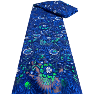 French Net Lace Fabric 2025 High Quality African Lace Embroidered Nigerian Sequins Tulle Lace 5 Yards For Sewing Party Dresses