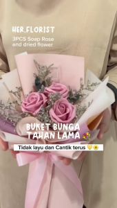 HER.FLORIST [ORI] Triple Soap and Dried Flowers Bouquet / 3PCS Buket Bunga Sabun dan Bunga Kering Hadiah Kado