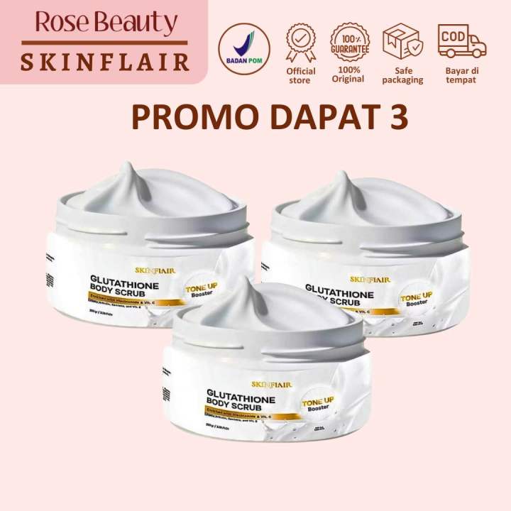 BUNDLING 3 PCS] SKINFLAIR Glutathione Body Scrub Tone Up Booster 250gr |  Lazada Indonesia