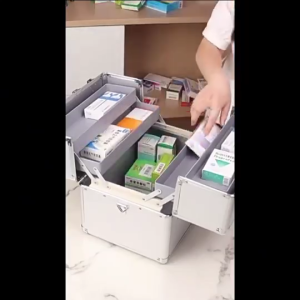 Large Double Open Medicine Box with Large Capacity Multi Layer Family Medicine Box