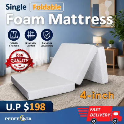 [Free Delivery] Single Trifold Mattress | High Density Foldable Foam Bed | Anti-Dust Mite & Portable | 3-Fold Guest Mattress