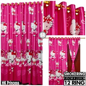 Gorden korden Hordeng Tirai Pintu Jendela Kamar Smokring 12 Ring Motif Bunga Tulip Batik Polos Embos murah cod