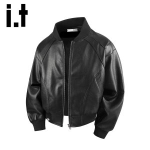 izzue | Vintage Warm Leather Jacket Mens Autumn Casual Batwing Collar