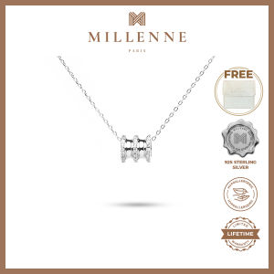 MILLENNE Made For The Night Orbit Studded Cubic Zirconia White Gold Necklace with 925 Sterling Silver