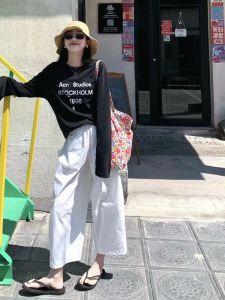 YUEZHONGWEI | Retro American Letter Print Long Sleeve T-Shirt