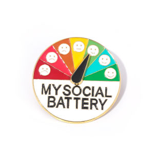 Fashionable 7 days a week Turntable Pin My Social Battery Power Brooch Mood Expression Badge Party Men Women Backpack Jewelry