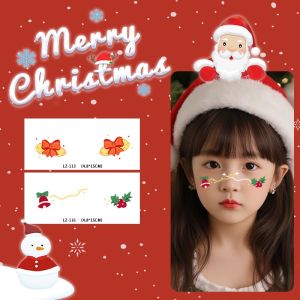Adorable Cartoon Child Face Stickers Washable Makeup Design Christmas Tree Gingerbread Man Star Pattern Modern Simple Style