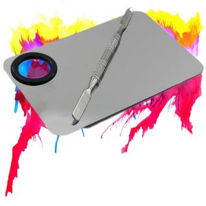 Bộ Khay Pha Màu Trang Điểm Trộn Nền Spatula Makeup Bằng Thép Không Gỉ Cho Lớp Nền Mỏng Mịn Phù Hợp Với Mọi Loại Kem - LAZYL