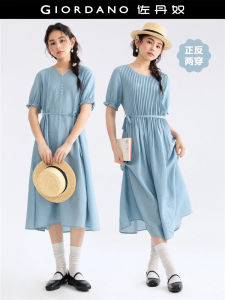 Designer Style Double-Sided Wear Sweet Style Gored Skirt by Danlu Adjusted Waist Gored Hem Short Sleeve Mid-Length Dress