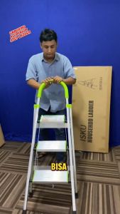ISKU Tangga Lipat Rumah Aluminium Tangga bangku lipat denko 3step 4step 5step dan 6 step