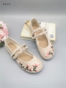 Amoi 2020 Ethnic Style Embroidered Shoes Ancient Style Hanfu Shoes Women S Soft Bottom Gommino Single-Layer Shoes Breathable Lightweight Spring And Autumn