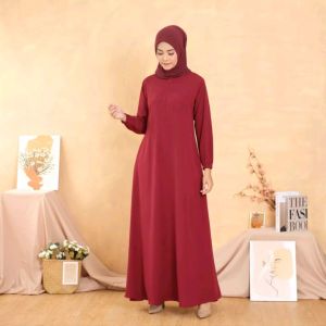COD - BASIC ABAYA DRESS GAMIS DAILY POLOS SYARI WANITA MUSLIMAH LENGAN PANJANG