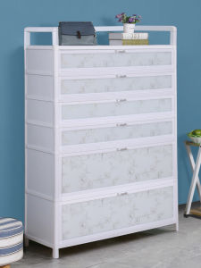 Aluminum Alloy Shoe Rack for Home Use Multi-layer Dustproof Storage Flip Door Glass Shoe Cabinet Modern Minimalist Style