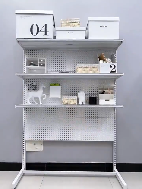 DIY pegboard ชั้นวางของ เหล็กทั้งหมด มัลติฟังก์ชั่น ชั้นวางของโลหะหนัก ...