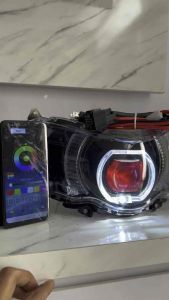 Lampu depan mio Soul GT Fi custome Biled Asli projector CR7 devil RGB + Relay