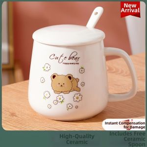 YUYOU | Cute Large Capacity Ceramic Mug With Lid and Spoon