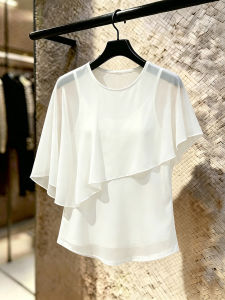 SHUAIYUE | Áo Blouse Tay Voan Nhẹ Nhàng và Tinh Tế Màu Trắng