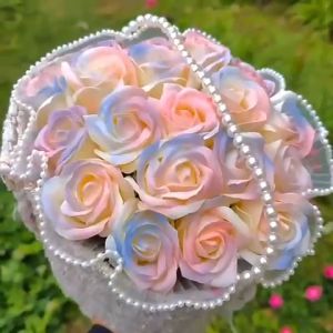 valentines Rose soap flower bouquet rose pearl flower bouquet香皂花花束