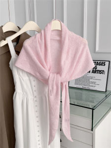 Pouie | Dopamine Atmosphere Knitted Lacy Scarf Shawl