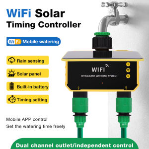 WIFI Solar Irrigation Timer Smart Life APP Automatic Irrigation System for Garden Outdoor Tap Valve Controller with Rain Sensor
