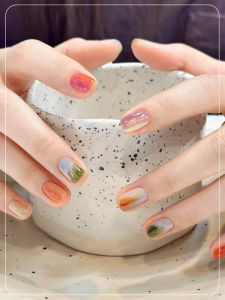 Nail Art Stickers No Baking White Enhancing Gradient Fashionable Versatile Daily Use Colorful Ins Nail Cover Stickers