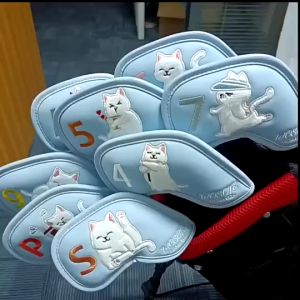 ปลอกหุ้มไม้กอล์ฟชุดเหล็ก (CVI031) CAT GANG COVER IRON SET ลายแก๊งค์แมวคละสี