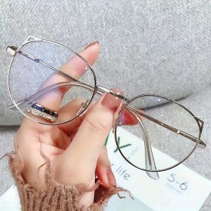 Fashionable New Style Internet Celebrity Cat Ear Anti-blue Light Glasses White Plain Glasses
