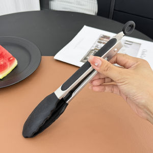 Food Grade Silicone Steakhouse Kitchen Clamp High Temperature Resistant Bread BBQ Cooking Utensils 430 Stainless Steel Clamp