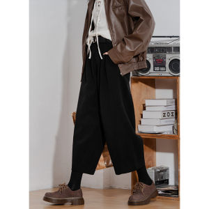 กางเกงขายาวทรงหลวมเอวสูงผ้าคอร์ดูรอยสไตล์ย้อนยุคสำหรับผู้หญิง กางเกงขายาวทรงหลวมสบาย ๆ ฤดูใบไม้ร่วง 9 ข้าง 6 ข้าง