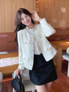 Fashionable Light Luxury Short Jacket Womens Beige Color Spring Autumn New Style Elegant Quality Coat for Petite Ladies