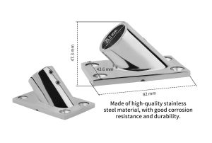 22/25mm Tube Pipe Base 45° Marine 316 Stainless Steel Rectangular Base Handrail Fittings Accessories Boat Hardware