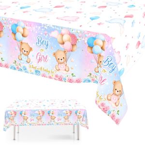 Gender Reveal Party Plastic Tablecloth Boy or Girl Baby Shower Decor Newborn Table Cover He Or She Gender Reveal Party Supplies