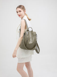 กระเป๋าเป้สะพายหลังสีเขียวกระเป๋าสุภาพสตรีเมืองเป้สะพายหลังหนังวินเทจกระเป๋าเป้สะพายหลังกันน้ำขนาดใหญ่กระเป๋าสะพายหลังธุรกิจกระเป๋าสุภาพสตรีป้องกันการโจรกรรม