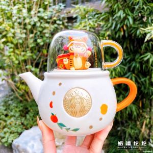 Starbucks China 2022 Lucky Tiger Series Ceramic Teapot Mug Cup with Lid