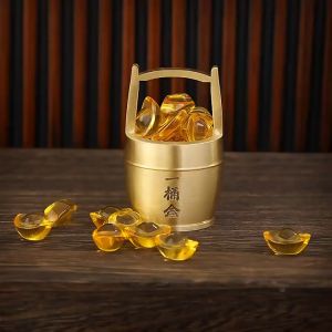 百福铜缸 聚宝盆 百福缸 黄铜米缸 米桶 招财进宝 开光正品 fengshui  招财 桌面小铜摆件 Pure Copper Bowl Brass Rice Tank Home Decoration 一桶金 招财满桶金 Yuanbao