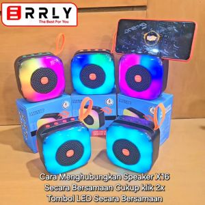 ERRLY X16 Speaker Bluetooth Portable LED Disco RGB Speker Wireless TWS 2 IN 1 Power Bass + Stand Hp