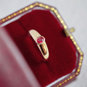 CxsJeremy 18K 750 Yellow Gold Classic Oval Natural Ruby Engagement Ring For Women Elegant Light Luxury Wedding Band Fine Jewelry