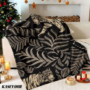 Beast Kingdom | Tigers in Ferns Winter Summer Flannel Blanket Throw Fleece Soft Fuzzy Plush Cozy Fleece Blankets for Sofa Ideal Gifts