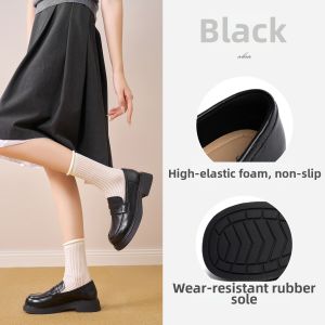 Josiny | Black Height Increasing Loafer Shoes