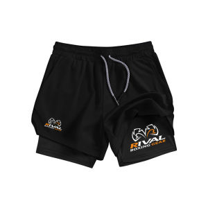 Men 2-In-1 Double-Deck Boxing Running Short Sportswear Running Gym Fitness Training Jogging Bottoms Comfortable Elastic Clothing