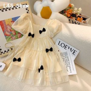 LS Show Girls Dress Short Sleeve Baby Girl Princess Dress Childrens Clothing Childrens Summer Clothing Girl